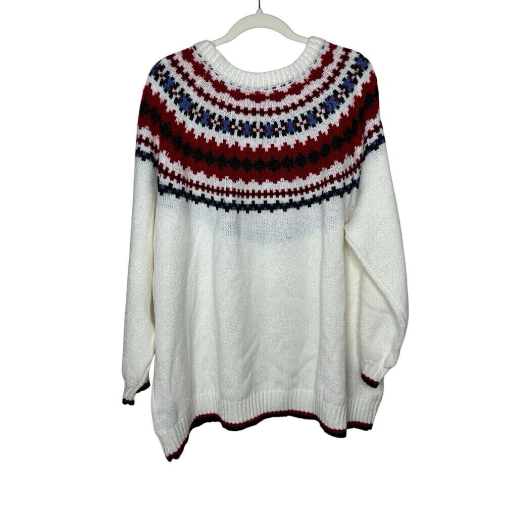 Lane Bryant Womens Fair Isle Pullover Sweater Plus Size 22/24 Brown Crew Neck - Picture 4 of 7